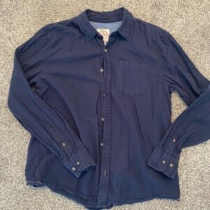 Fat Face Men's Deep Blue Casual Shirt Linen Button down! Perfect shape sz Large